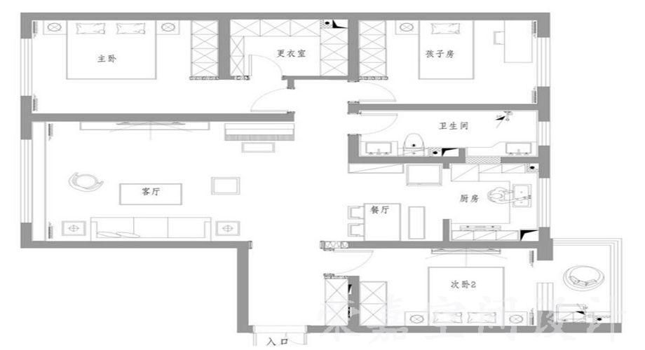上海装修案例现代三居 素色写意