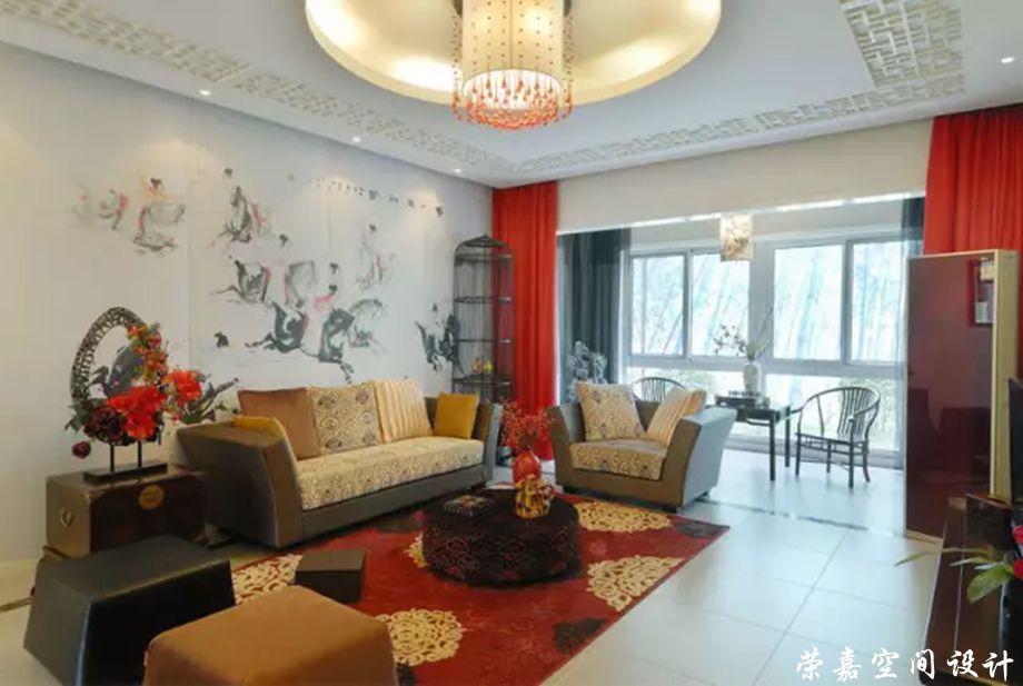 上海装修案例120㎡中式婚房，热情、浪漫、接地气！